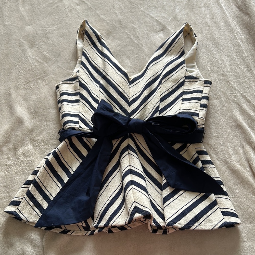 Anthropologie Maeve Nautical Peplum Top - 6 - Picture 4 of 7